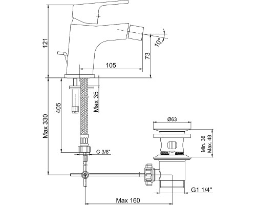 Смеситель для биде E.C.A. Tiera 102110195C1EX Черный матовый