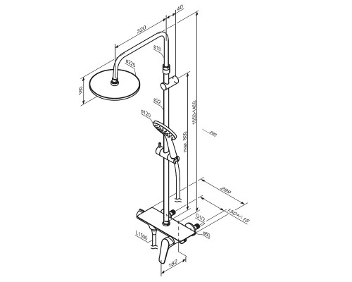 Душевая система Damixa Jupiter 977780300 Черная матовая