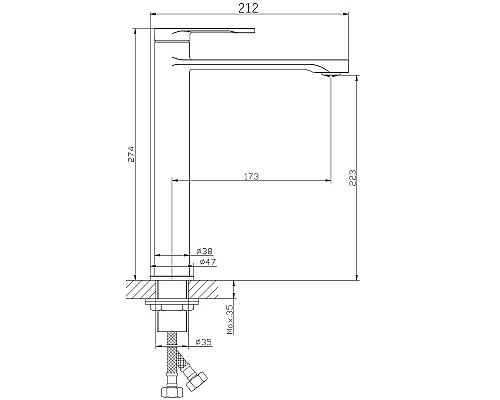 Смеситель для раковины Orange Vesper M10-121b Черный матовый