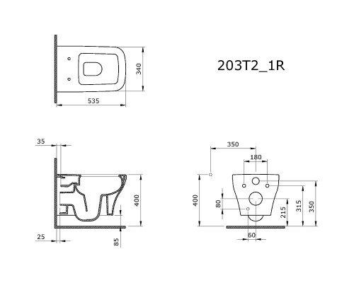 Унитаз Ambassador Benefit 203T20201R подвесной Черный матовый без сиденья