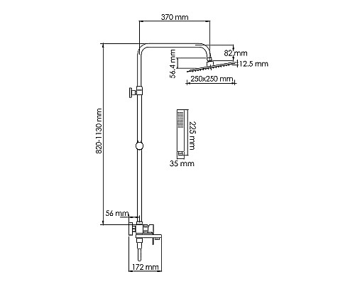 Душевая система WasserKRAFT A277.255.218.BM Черная матовая