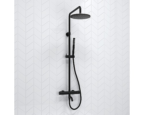 Душевая система WasserKRAFT A288.077.217.BM Thermo с термостатом Черная матовая