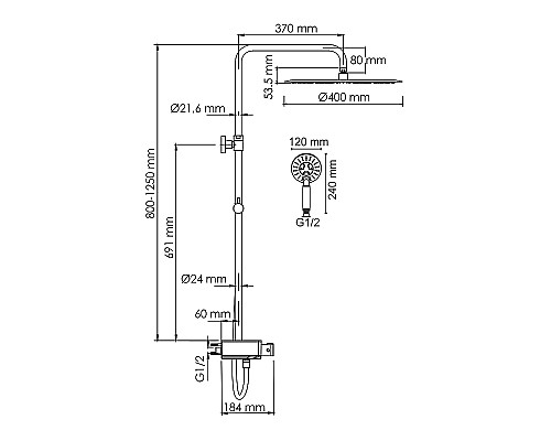 Душевая система WasserKRAFT A113.117.058.CH Thermo с термостатом Хром Белая