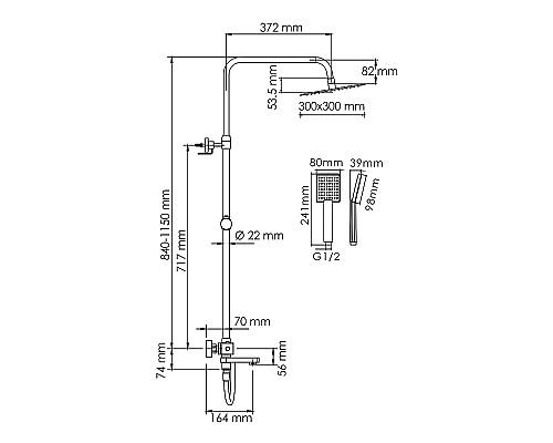 Душевая система WasserKRAFT A199.118.141.087.CH Thermo с термостатом Хром