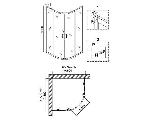 Душевой уголок Niagara Nova 80х80 NG-6686-08 профиль Хром стекло прозрачное