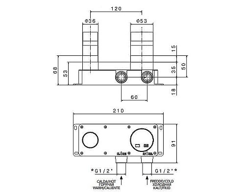 Скрытая часть для смесителя Kerama Marazzi Linea 27852KM.00.000 G 1/2