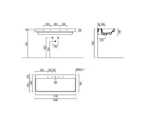 Раковина GSI Nubes 120 9624111 Белая