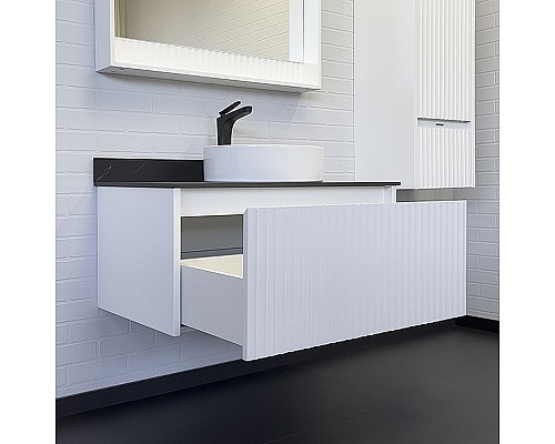 Тумба с раковиной Comforty Марсель 90 00-00013797 подвесная Белая матовая Калакатта Блэк