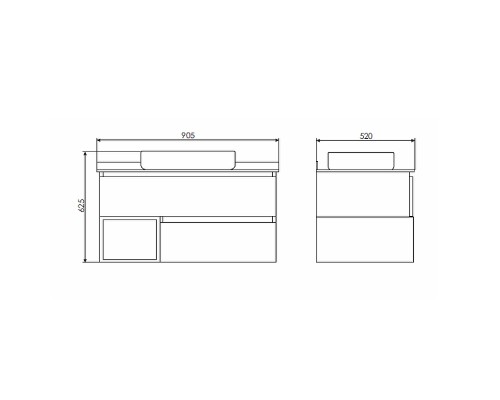 Тумба с раковиной Comforty Прага 90 00-00014424 подвесная Дуб белый Белая глянцевая Графит
