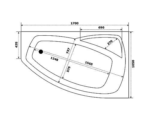 Акриловая ванна STWORKI Монтре 170x105 R Mn1700R без гидромассажа
