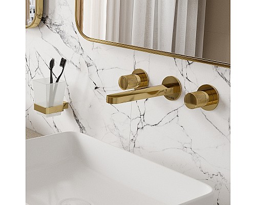 Смеситель для раковины WasserKRAFT Ems 7645 Золото глянцевое