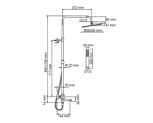 Душевая система WasserKRAFT A199.069.103.010.CH Thermo с термостатом Хром