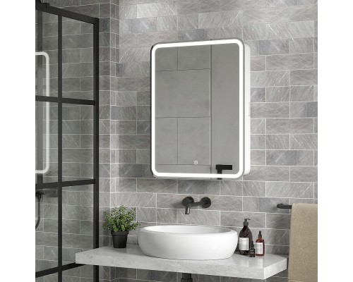 Зеркальный шкаф Reflection Circle 550х800 L RF2107SR с подсветкой Белый матовый