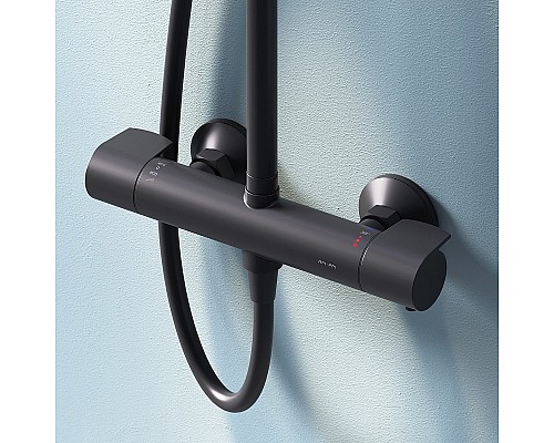 Душевая система AM.PM X-Joy F0785A422 с термостатом Черная матовая