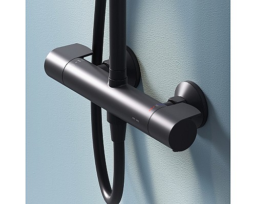 Душевая система AM.PM X-Joy F0785A422 с термостатом Черная матовая
