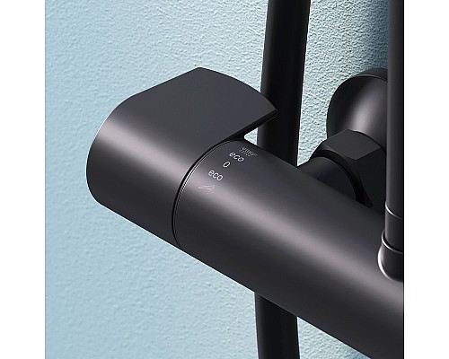 Душевая система AM.PM X-Joy F0785A422 с термостатом Черная матовая