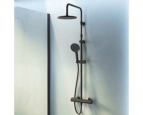 Душевая система AM.PM X-Joy F0785A422 с термостатом Черная матовая