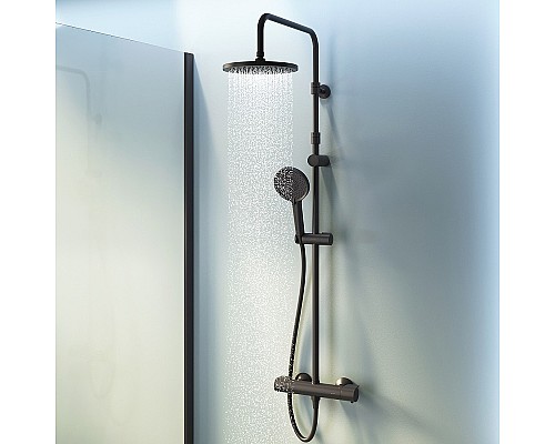 Душевая система AM.PM X-Joy F0785A422 с термостатом Черная матовая