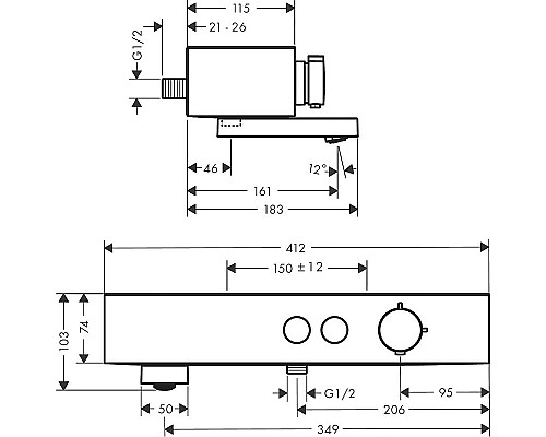 Смеситель для ванны Hansgrohe ShowerTabletSelect 400 24340000 с термостатом Хром