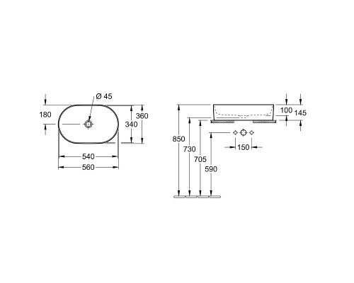 Раковина-чаша Villeroy&Boch Collaro 56 4A1956R1 Альпийский белый