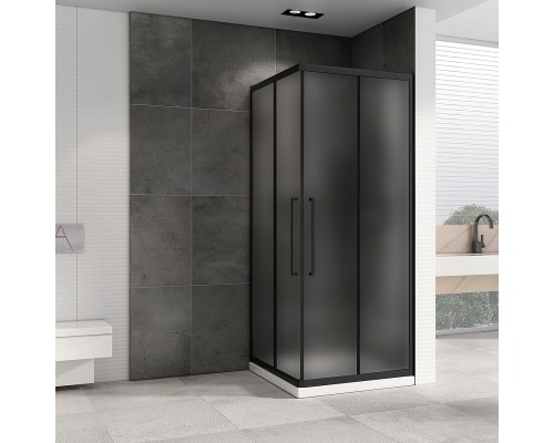 Душевой уголок Abber Schwarzer Diamant 80x80 профиль Черный стекло матовое