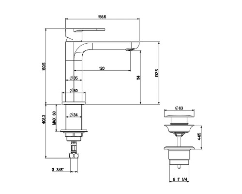Смеситель для раковины Gattoni H2Omix7000 7004070NO Черный матовый