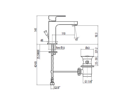 Смеситель для раковины Gattoni Kubik 2576/25C0 Хром
