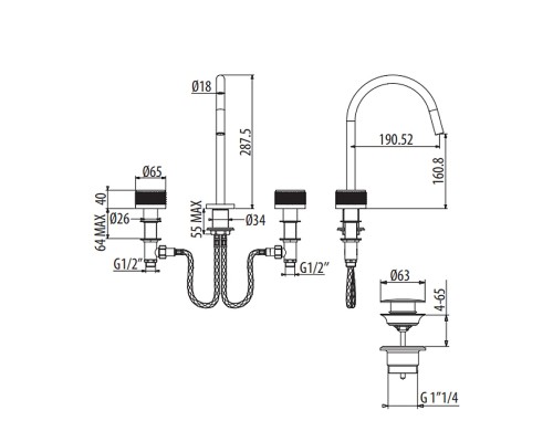 Смеситель для раковины Gattoni MD MD100/23C0 Хром