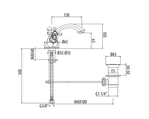 Смеситель для раковины Gattoni TRD TR310/18D0 Золото 24 карат