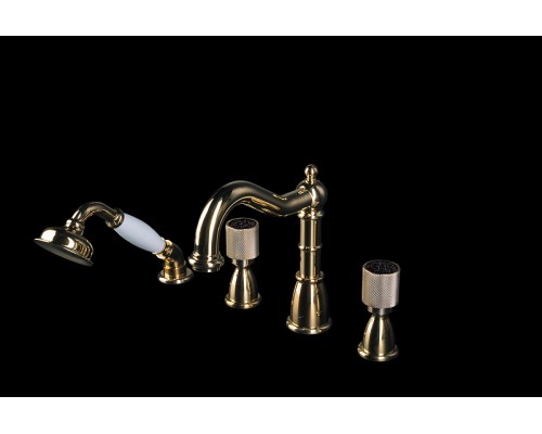 Смеситель на борт ванны Boheme Royal Cristal 395-Royal/CRST black Золото
