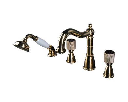 Смеситель на борт ванны Boheme Royal Cristal 395-Royal/CRST black Золото