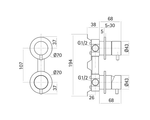 Смеситель для душа Cisal Xion XI000215D1 Нержавеющая сталь