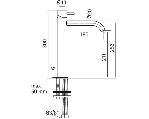 Смеситель для раковины Cisal Xion XI003544D1 Нержавеющая сталь