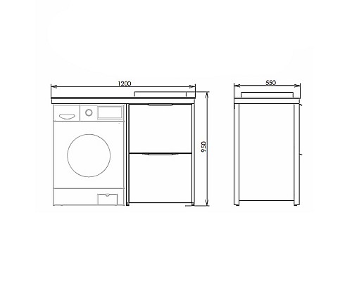 Тумба с раковиной Comforty Лозанна 120 00-00014813 на стиральную машину Белая глянцевая Графит
