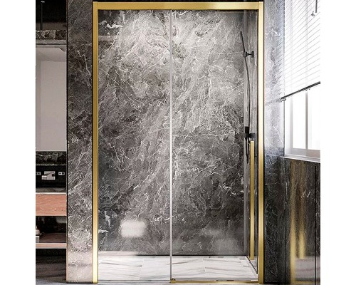 Душевая дверь Veconi Premium Trento PTD-30G 120 профиль Брашированное золото стекло прозрачное