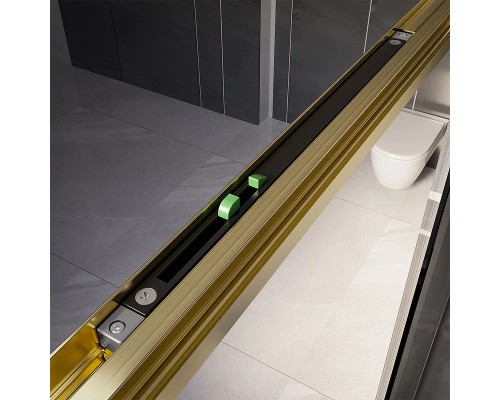 Душевая дверь Veconi Premium Trento PTD-30G 120 профиль Брашированное золото стекло прозрачное