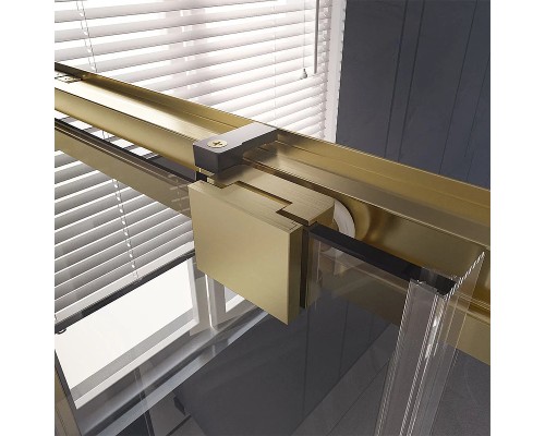 Душевая дверь Veconi Premium Trento PTD-30G 120 профиль Брашированное золото стекло прозрачное