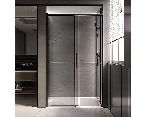 Душевая дверь Veconi Premium Trento PTD-40B 150 PTD40-B-150-01-C4 профиль Черный матовый стекло прозрачное