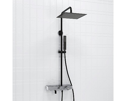 Душевая система WasserKRAFT Abens A114.162.218.CB Thermo с термостатом Черная матовая Хром