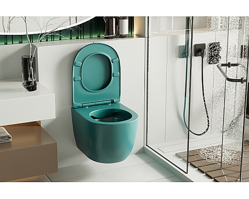 Унитаз Abber Bequem AC1101MBG подвесной Темно-зеленый матовый с сиденьем Микролифт