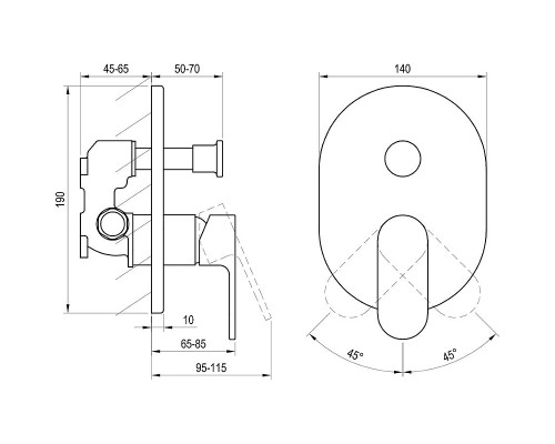 Смеситель для душа Ravak Chrome CR 065.20BL X070433 Черный матовый