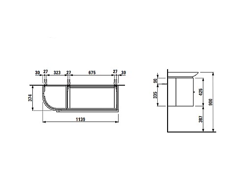 Тумба под раковину Laufen Palace 114 R 4.0160.2.075.464.1 подвесная Белая глянцевая