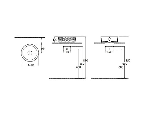 Раковина-чаша Allen Brau Fantasy Romb 36 4.11033.31 Черная матовая