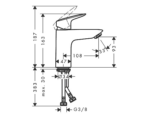 Смеситель для раковины Hansgrohe Logis 71107670 Черный матовый