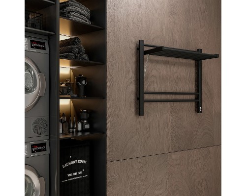 Электрический полотенцесушитель Terminus Горизонт П8 600х600 4670078543523 с полкой Черный муар