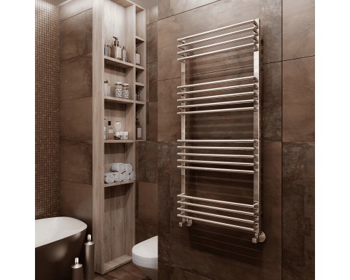 Водяной полотенцесушитель Terminus Арт П18 500х1200 4670078513397 Хром, нижнее подключение, G 1/2" ВР, с комплектом вентилей