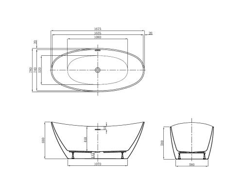 Акриловая ванна Vagnerplast Lorna 167x78 KRBV167LOR7X-64 без гидромассажа