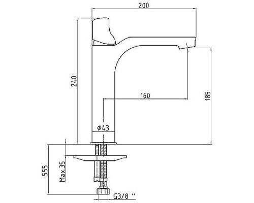 Смеситель для раковины E.C.A. Myra 104508983EX Черный глянец