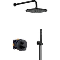 Душевая система Kludi Nova Fonte 208313915 с термостатом Черная матовая
