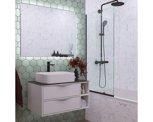 Шторка на ванну Reflection 70х140 RX14070CBL-03 профиль Черный стекло прозрачное